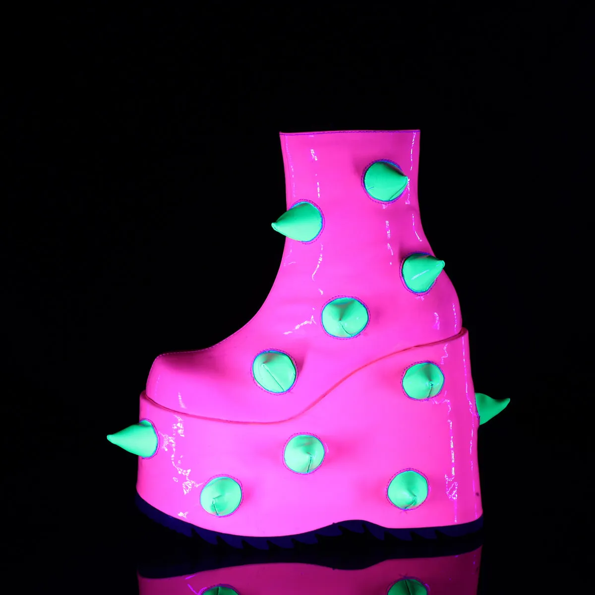 7 Inch Platform SLAY-77 Neon Pink Comfortable Pull On Work Boots