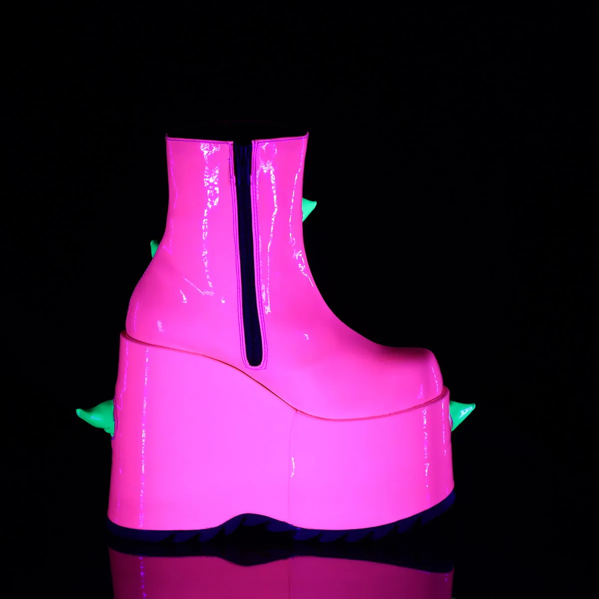 Best Wedge Sole Pull On Work Boots 7 Inch Platform SLAY-77 Neon Pink