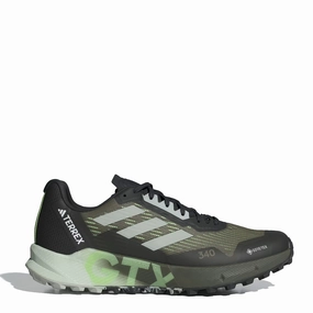 Adidas Terrex Agravic Flow Gore-Tex Trail Running Shoes 2.0 Olive Strata / Wonder Silver / Green Spark Step Focus Ergonomic Shape