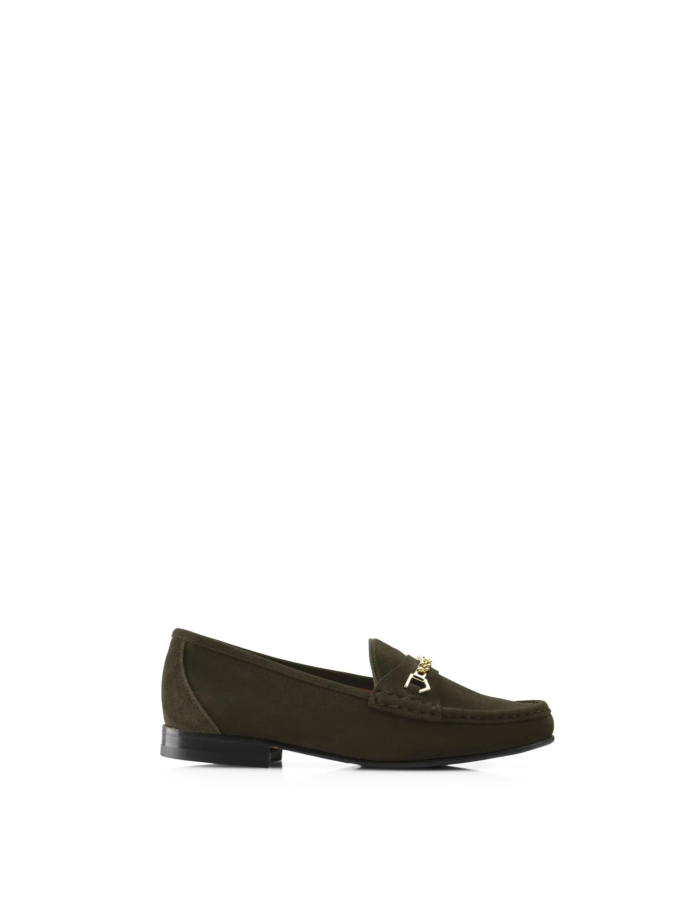 Apsley - Moss Green Suede All White Loafers