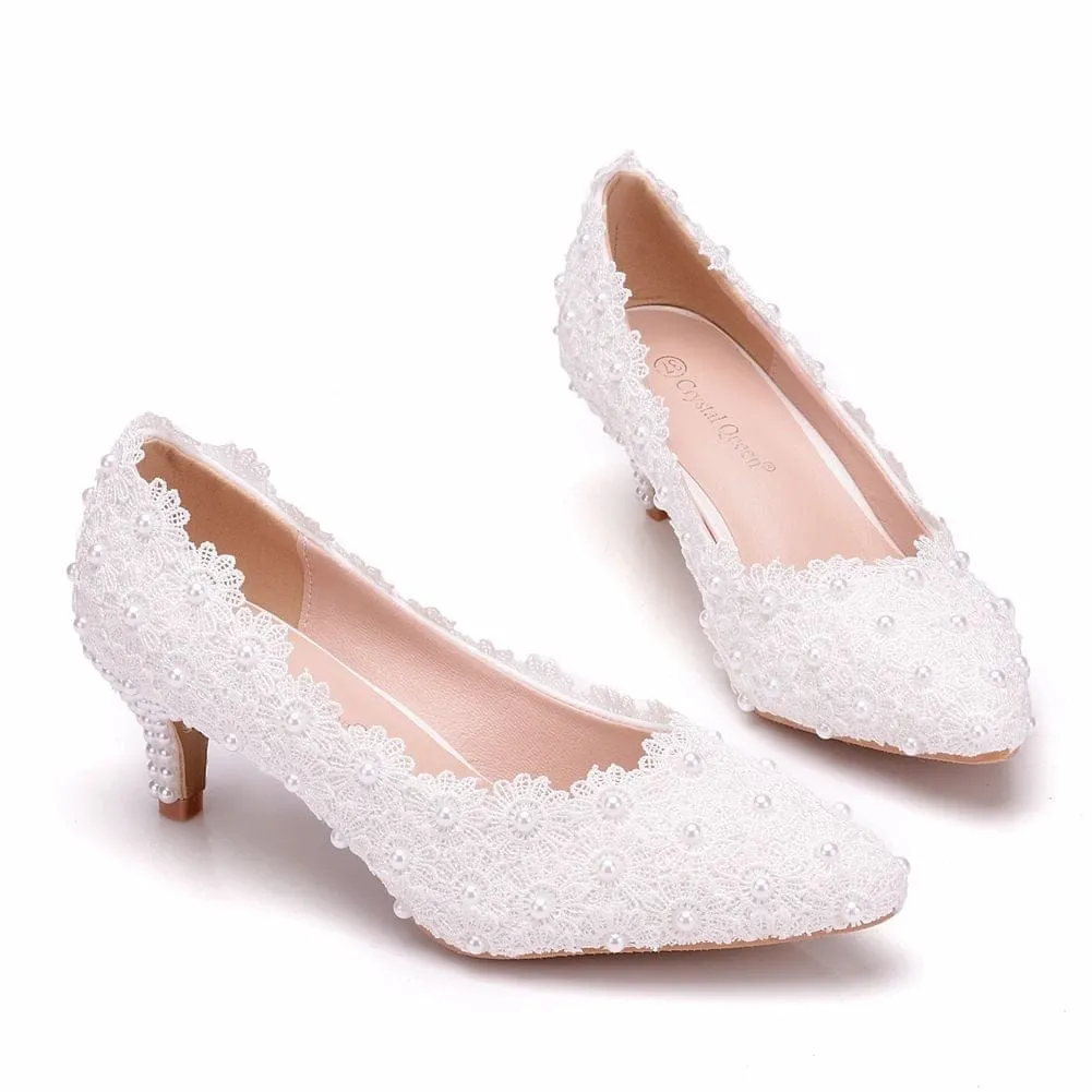 Lace Wedding Heel Shoes White Lace Pumps Princess Party Birthday Heels Asics Shoes Soccer