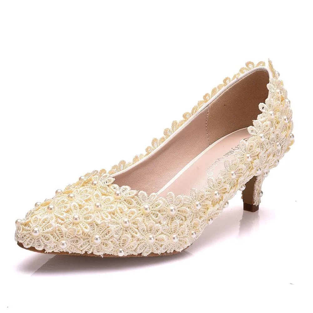 Lace Wedding Heel Shoes White Lace Pumps Princess Party Birthday Heels Asics Shoes Pickleball