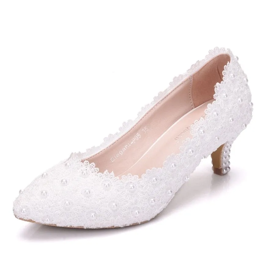 Lace Wedding Heel Shoes White Lace Pumps Princess Party Birthday Heels Ff Turbo Asics Shoes