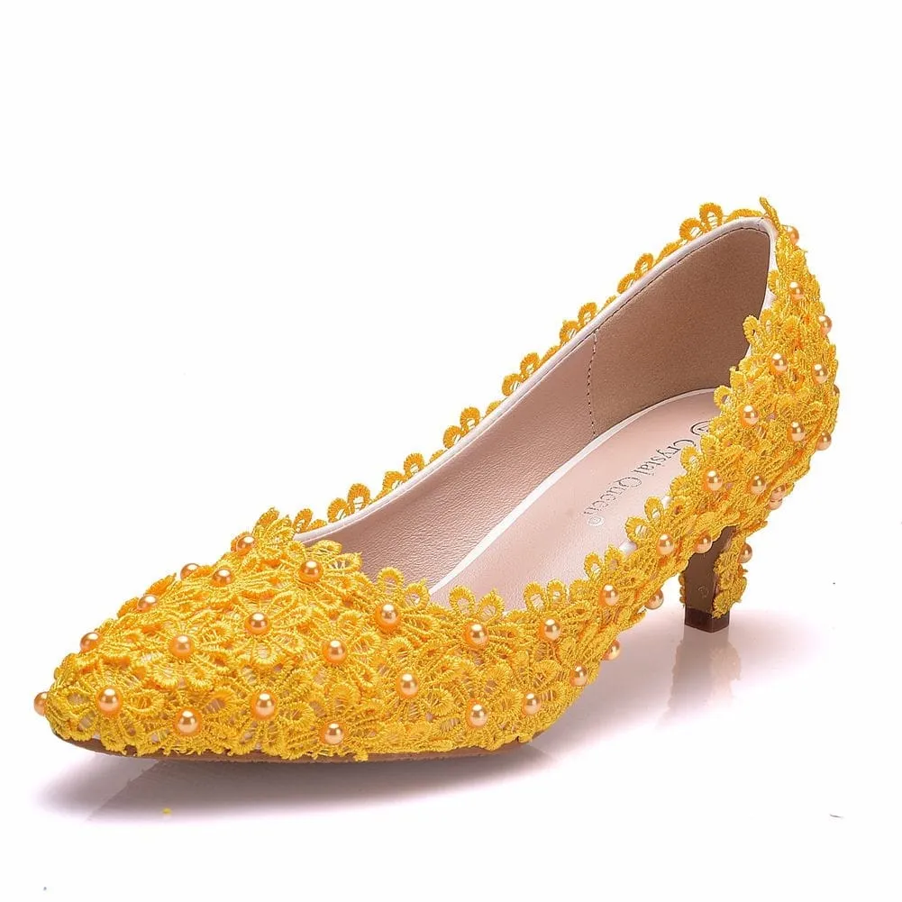 Asics Shot Put Shoes Lace Wedding Heel Shoes White Lace Pumps Princess Party Birthday Heels