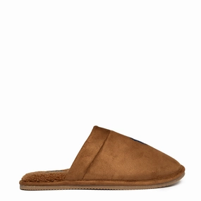 Polo Ralph Lauren Klarence Micro Suede Scuff Slipper Brown / Navy Multi Surface Beach Vibe