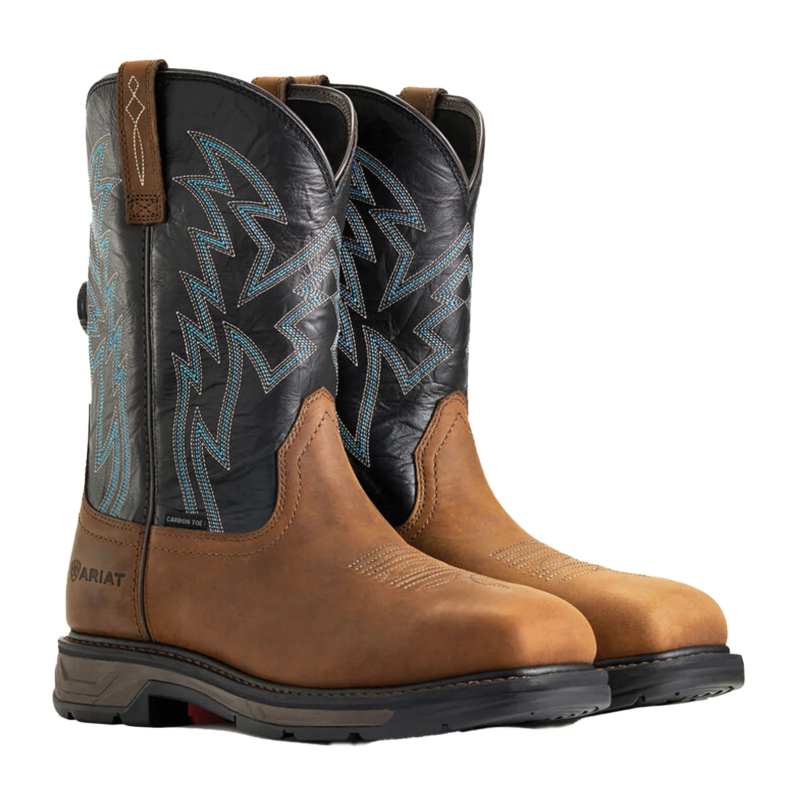 Ariat Workhog XT BOA Carbon Toe Western Work Boot (Men) - Dark Earth/Black Metatarsal Guard Work Boots