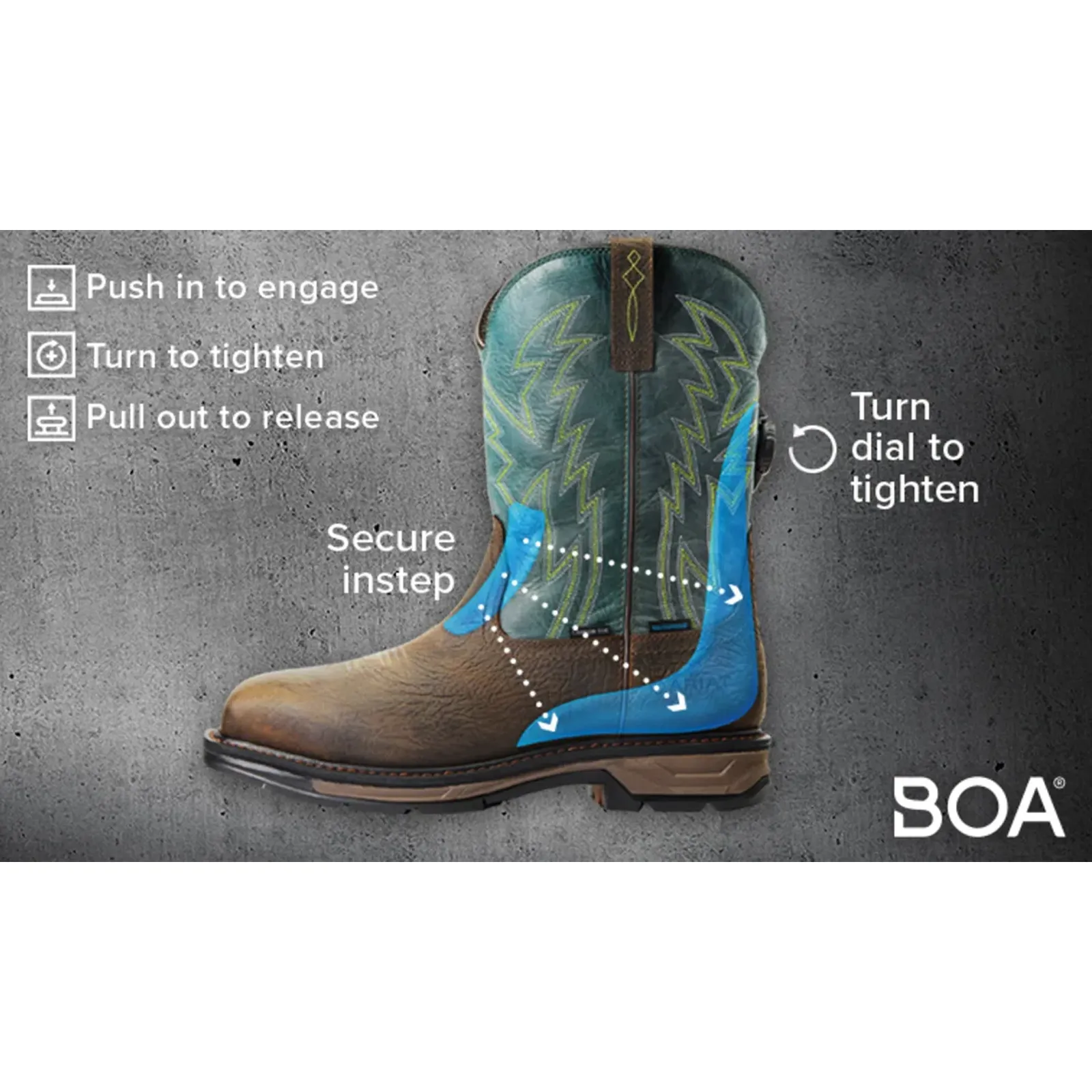 8010 Work Boots Ariat Workhog XT BOA Carbon Toe Western Work Boot (Men) - Dark Earth/Black