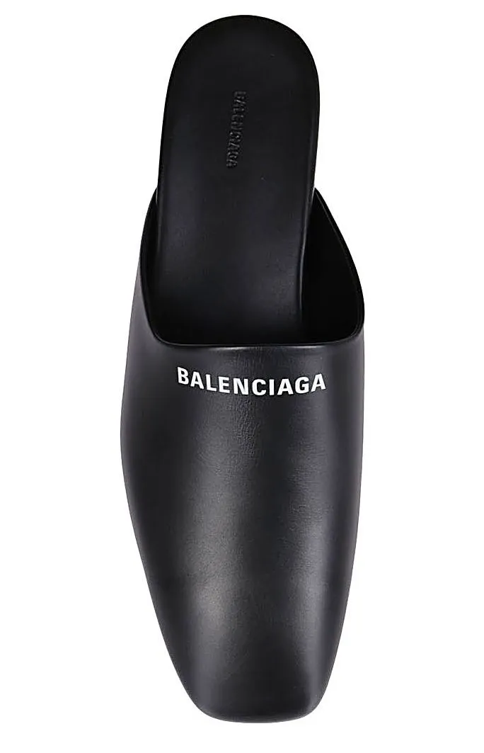 Balenciaga Logo Flat Mules Sustainable Loafers