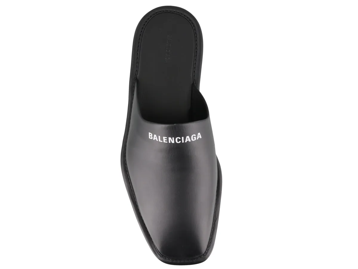 Balenciaga Logo Square Toe Mules Smart Casual Loafers