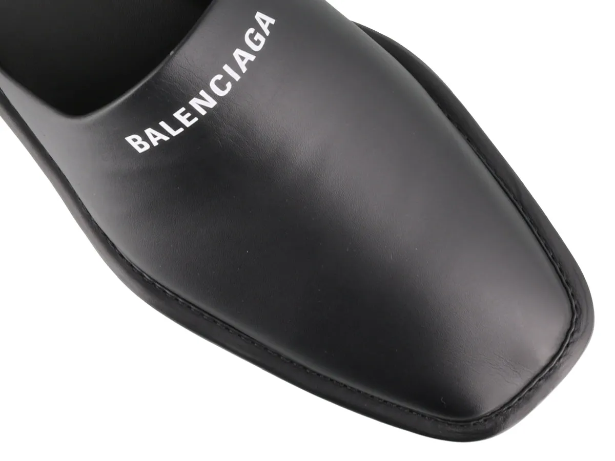 Balenciaga Logo Square Toe Mules Loafers Bread Company