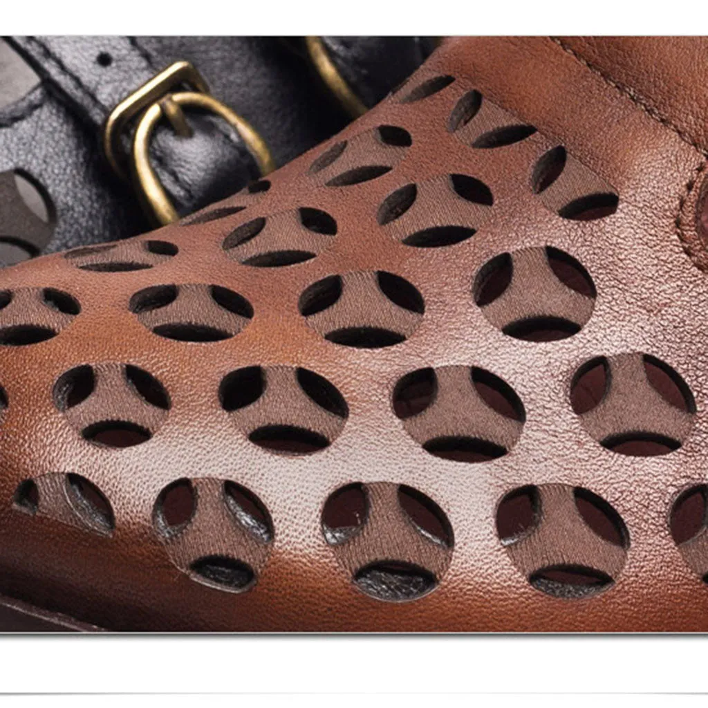 Double Buckles Summer Hollow Wedge Slippers Slides Benassi