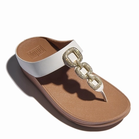 Women's FitFlop, Fino Crystal Chain Toe-Post Sandal Pose Shot