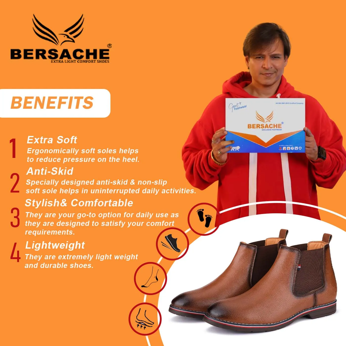 Bersache Comfortable Casual Outdoor Stylish Partywear Boots For Men(9086-Light Brown) Oil Slip Resistant Boots