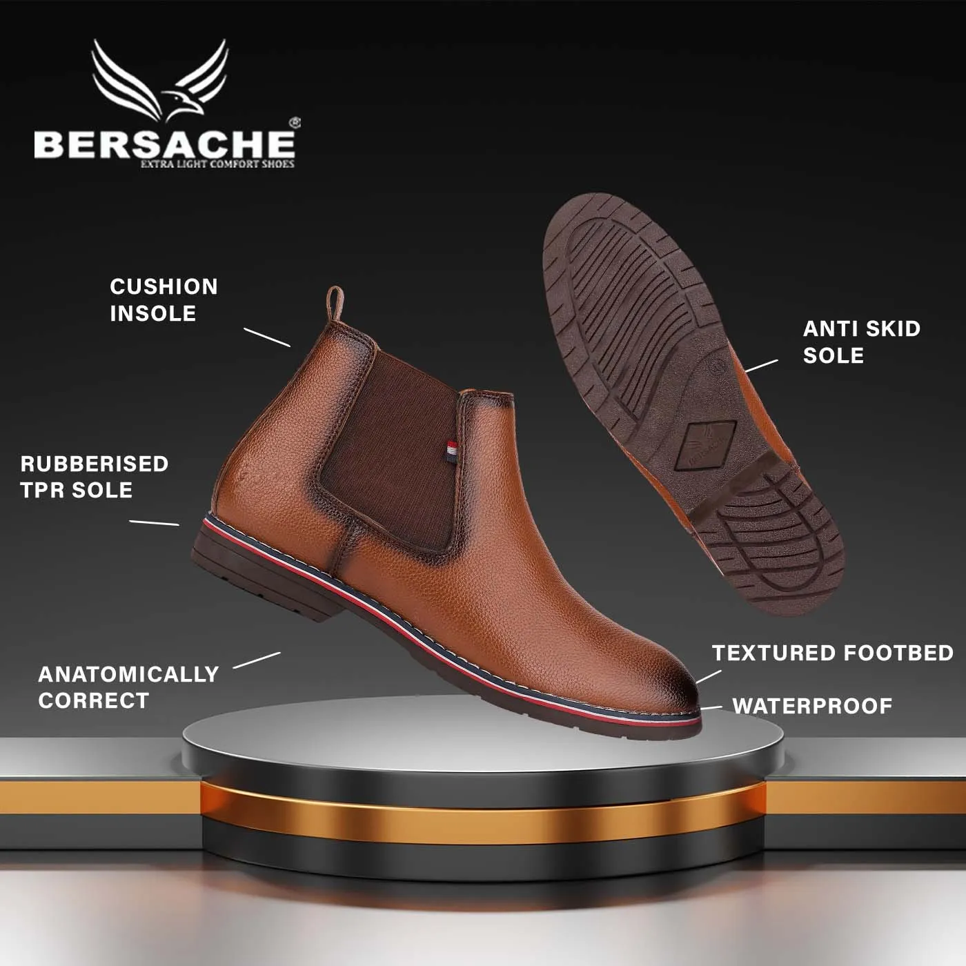 Bersache Comfortable Casual Outdoor Stylish Partywear Boots For Men(9086-Light Brown) Sequin Cowgirl Boots