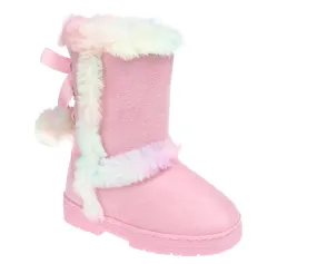 bebe Girls Big Kid Mid Calf Easy Pull-On Microsuede Winter Boots Embellished With Fur Trim And Rhinestone Eyelet Adidas Gazelle Indoor Casual Shoes