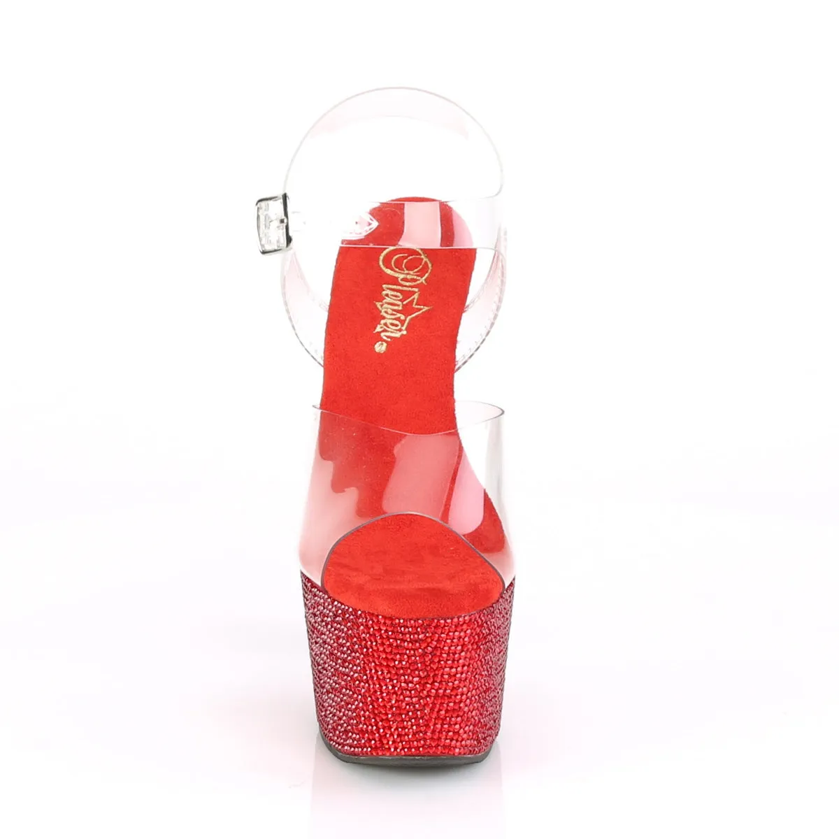 Asics Gel-resolution 8 Tennis Shoes BEJEWELED-708DM Pleaser Clear/Red Sexy Platform Shoes (Pole Dancing Heels)