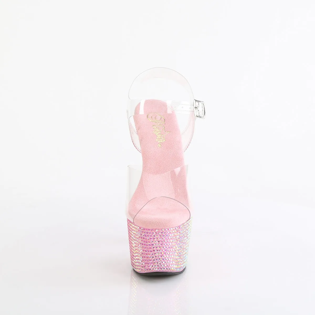 BEJEWELED-708RRS Pleaser Clear/Baby Pink Sexy Platform Shoes (Pole Dancing Heels) Asics Running Shoes Size 12