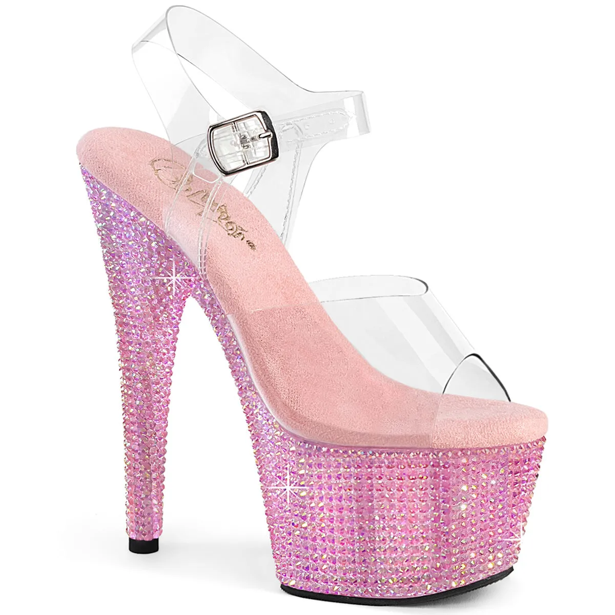 BEJEWELED-708RRS Pleaser Clear/Baby Pink Sexy Platform Shoes (Pole Dancing Heels) Asics Novak Shoes