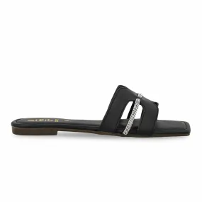 Black Casual Women Slipper CL1977 Public Slippers