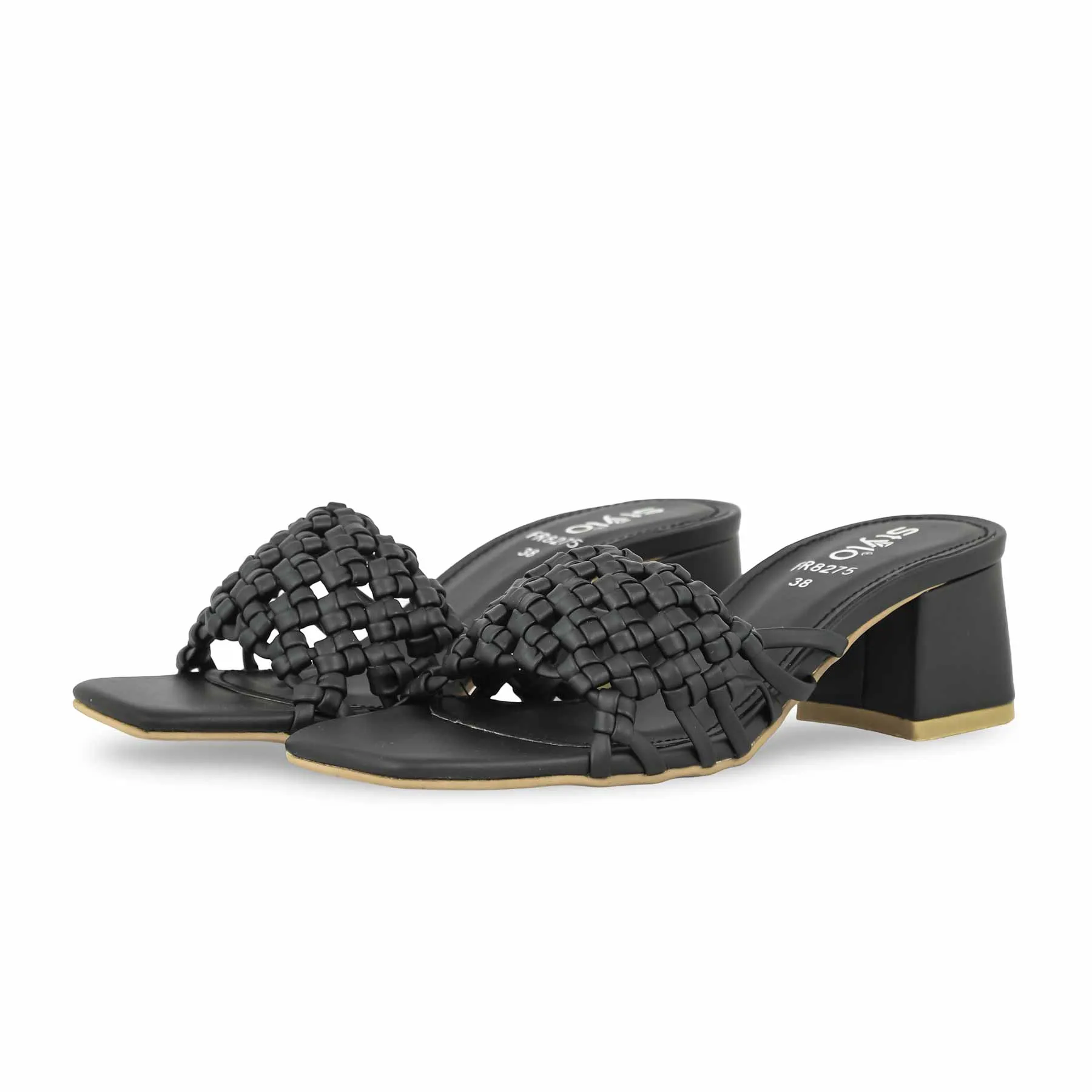 Black Formal Slipper FR8275 Platform Wedge Slide Sandals