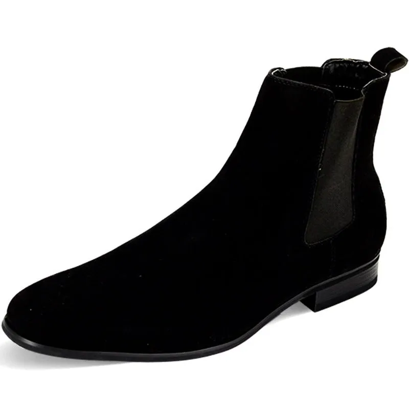 15 Extra Wide Work Boots Black suede men's slip on boot side elastic