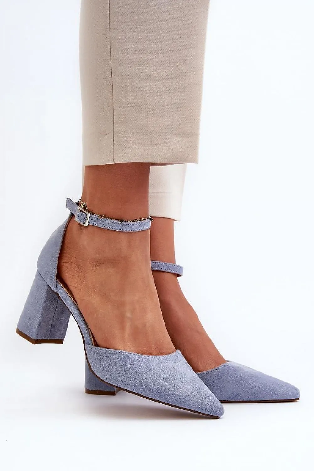 Block heel pumps model 195734 Step in style Suede Heeled Boots Knee