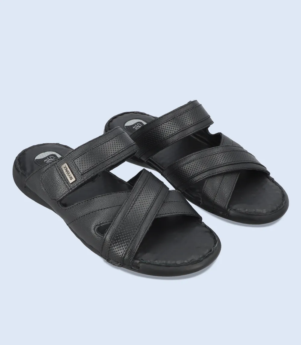 Slippers With Buckles BM5501-BLACK-Men Comfort Slipper