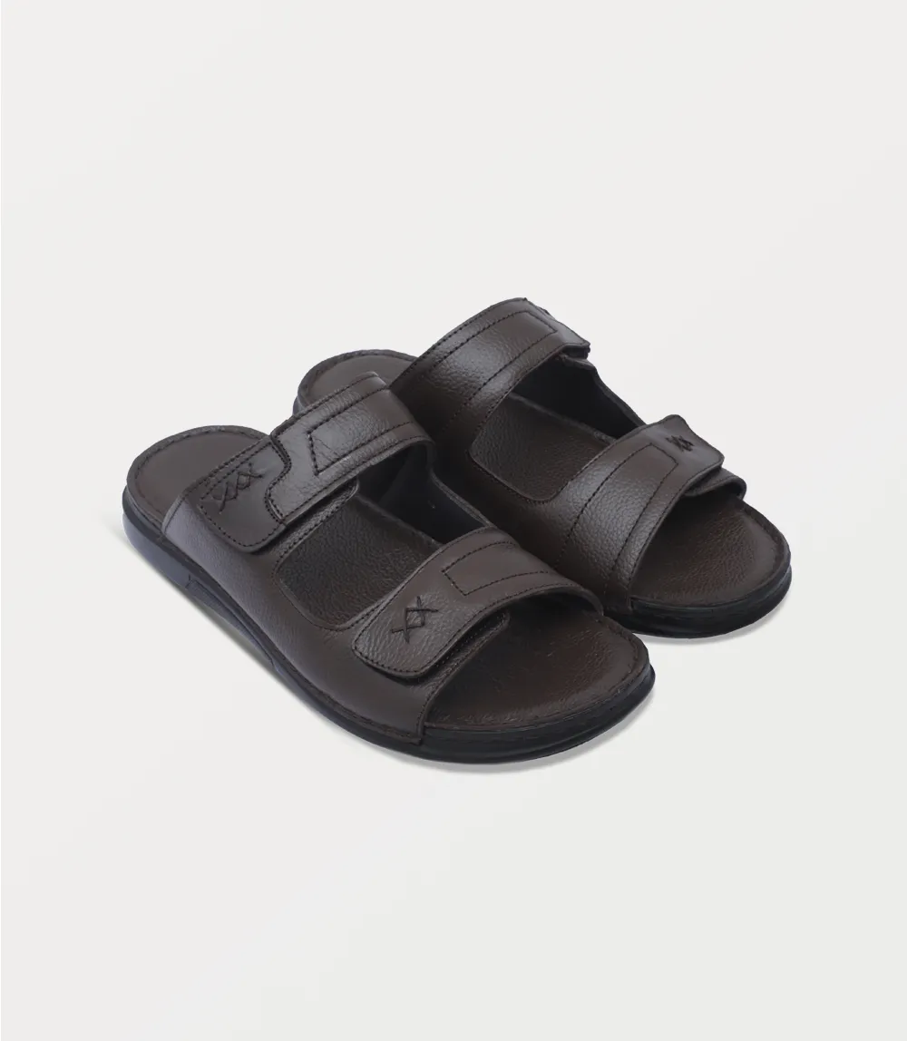 BM6878-BROWN-Men Slipper Personalized Embroidered Slippers