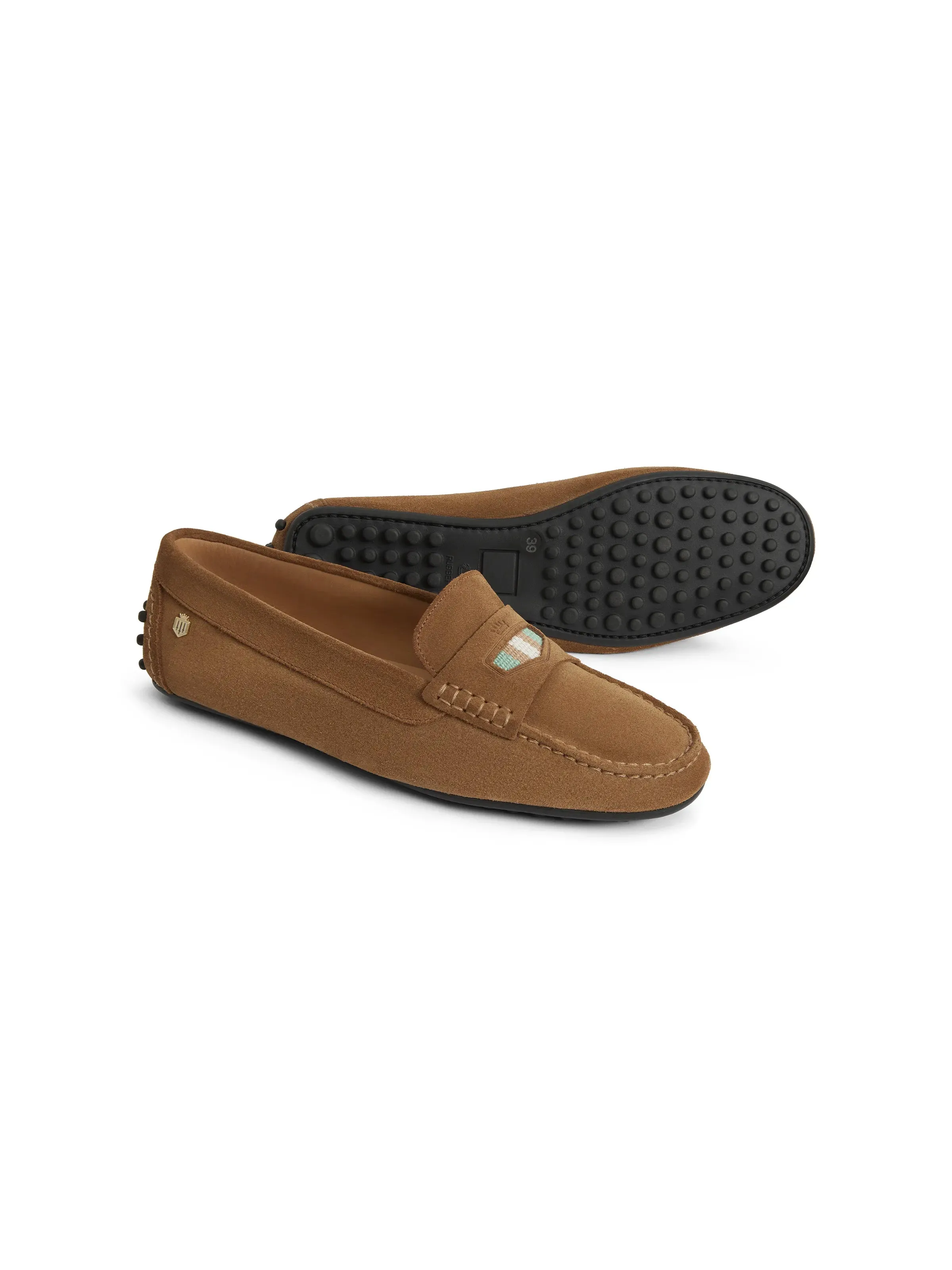 Shop Platform Loafers On Sale Boston Driver - Tan Suede, Mint & Stone