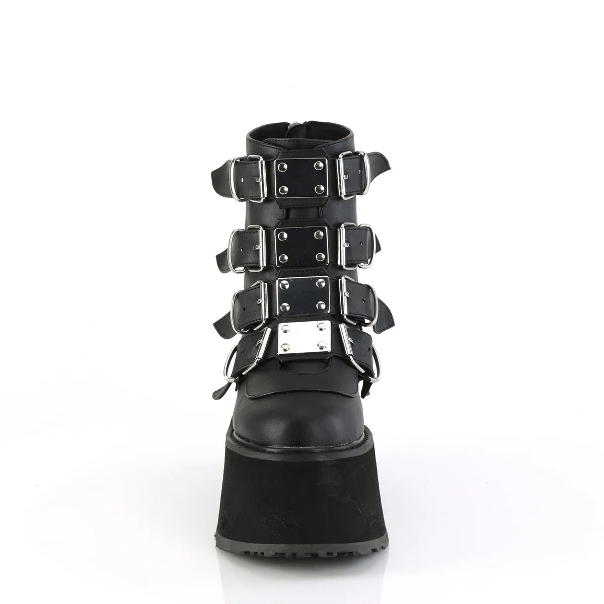 3 Inch Platform DAMNED-105 Black Pu Wedge Style Work Boots