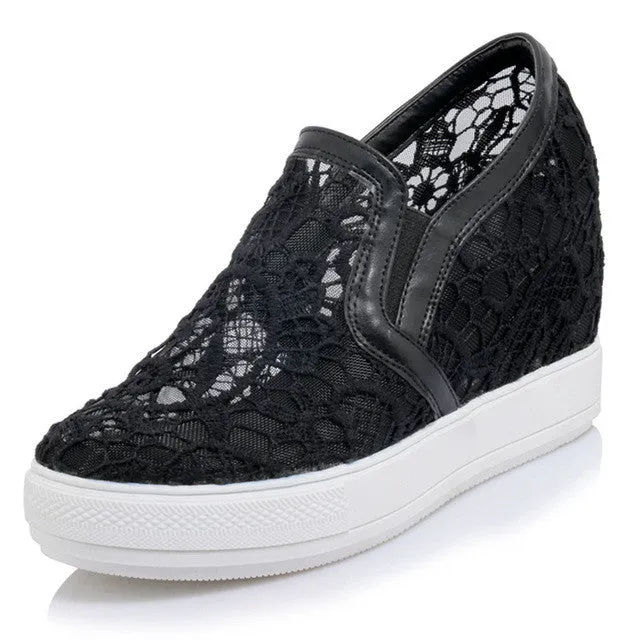 Cream Loafers LLOPROST KE Elegant Loafers Shoes Women Casual Lace Round toe Shoes Woman Fashion Sweet Platform Increasing Ladies Shoes dxj2157