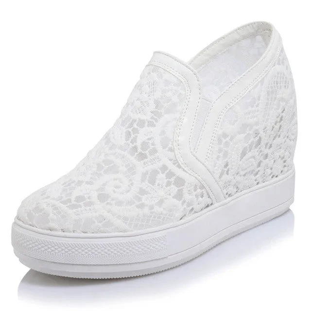 LLOPROST KE Elegant Loafers Shoes Women Casual Lace Round toe Shoes Woman Fashion Sweet Platform Increasing Ladies Shoes dxj2157 Heart Buckle Loafers