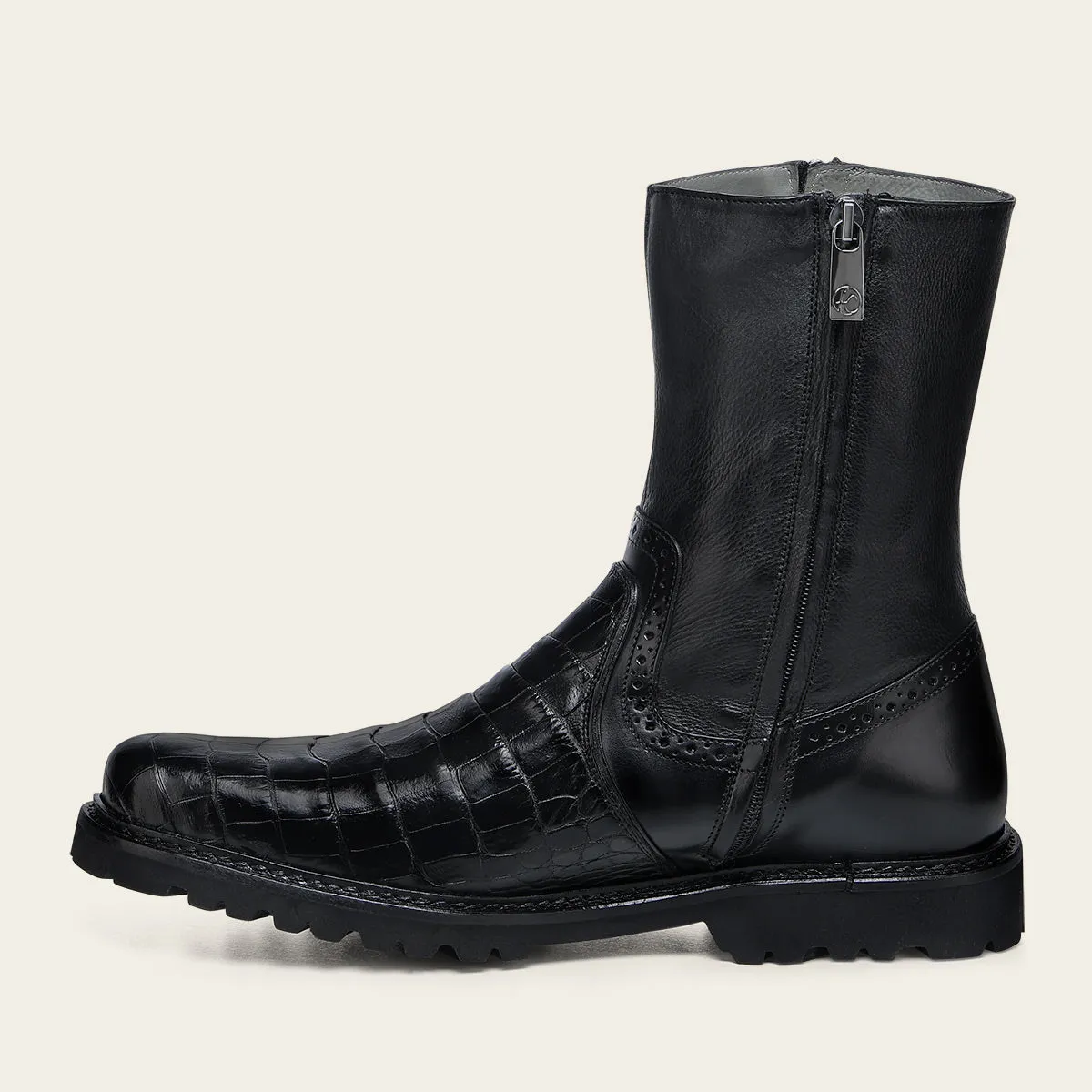Brewery Work Boots Black Exotic Aligator Urban Boots