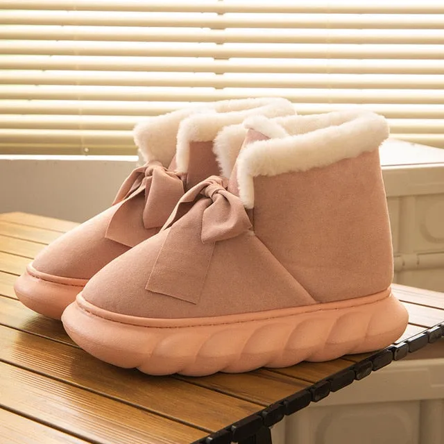 Size 12 Snow Boots Women's Plush Bow Tie Boots