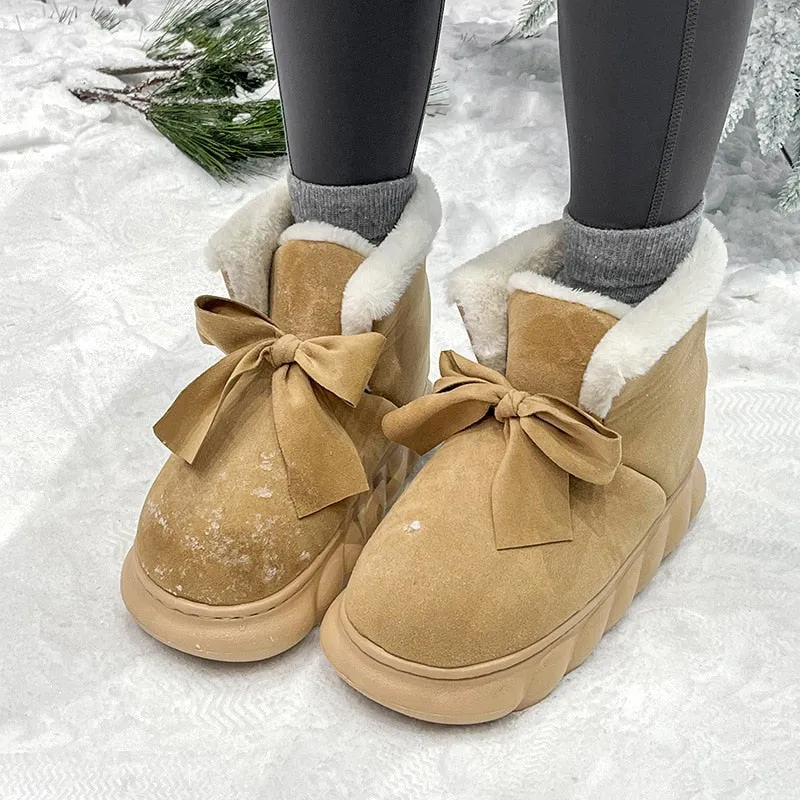 Moon Boots Snow Women's Plush Bow Tie Boots