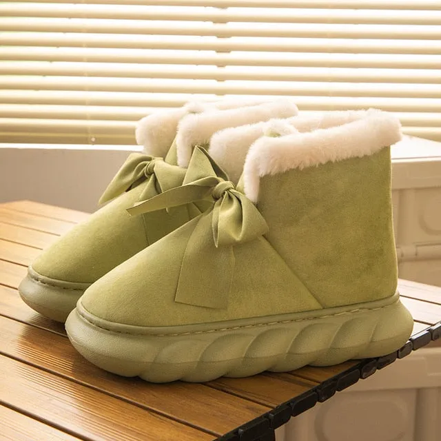 Women's Plush Bow Tie Boots Ugg Snow Boots Adirondack