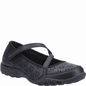 Smooth Skechers Breathe-Easy Playground Poppies School Shoes