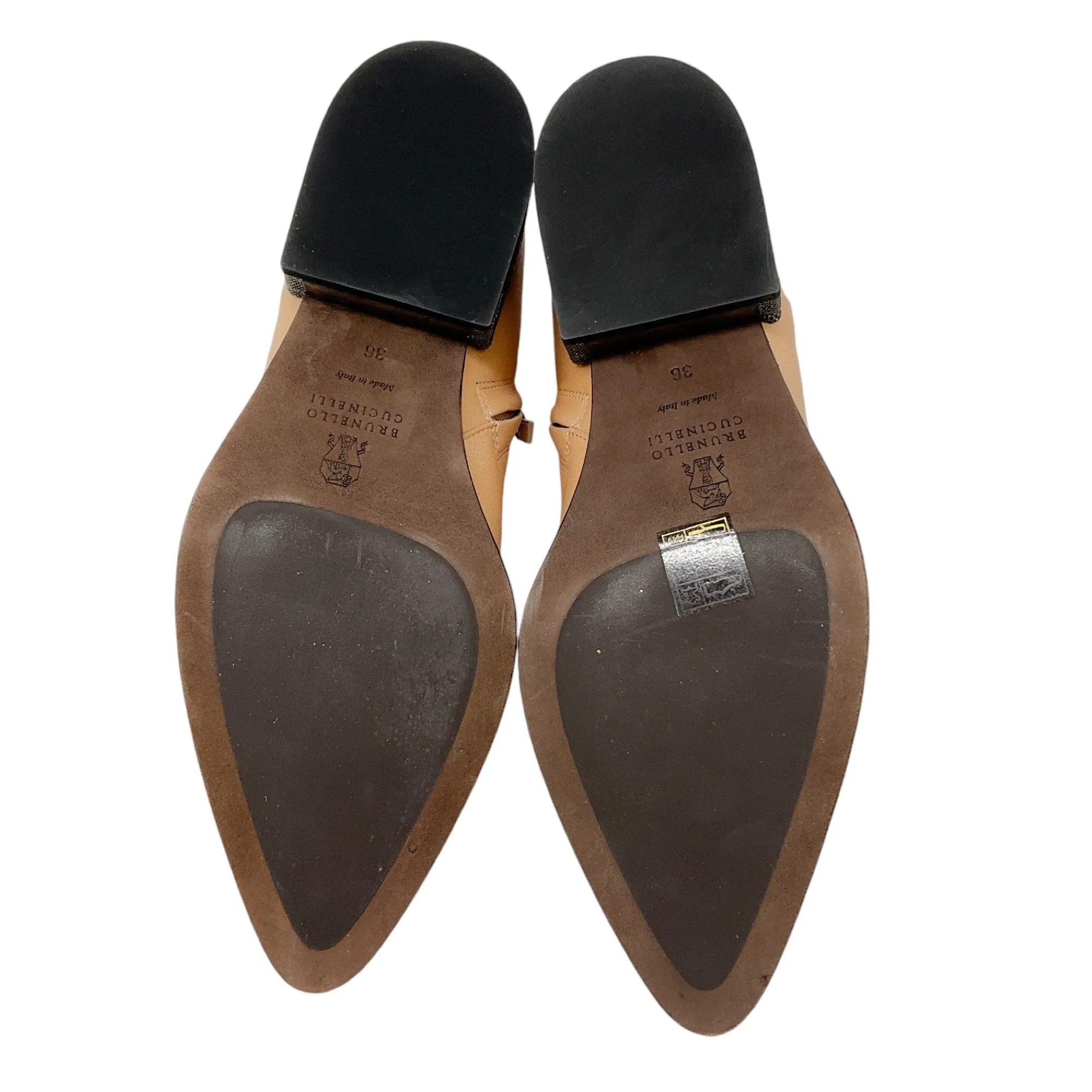 Brunello Cucinelli Beige Monili Bead Embellished Pull-On Leather Ankle Boots Adidas See Through Shoes