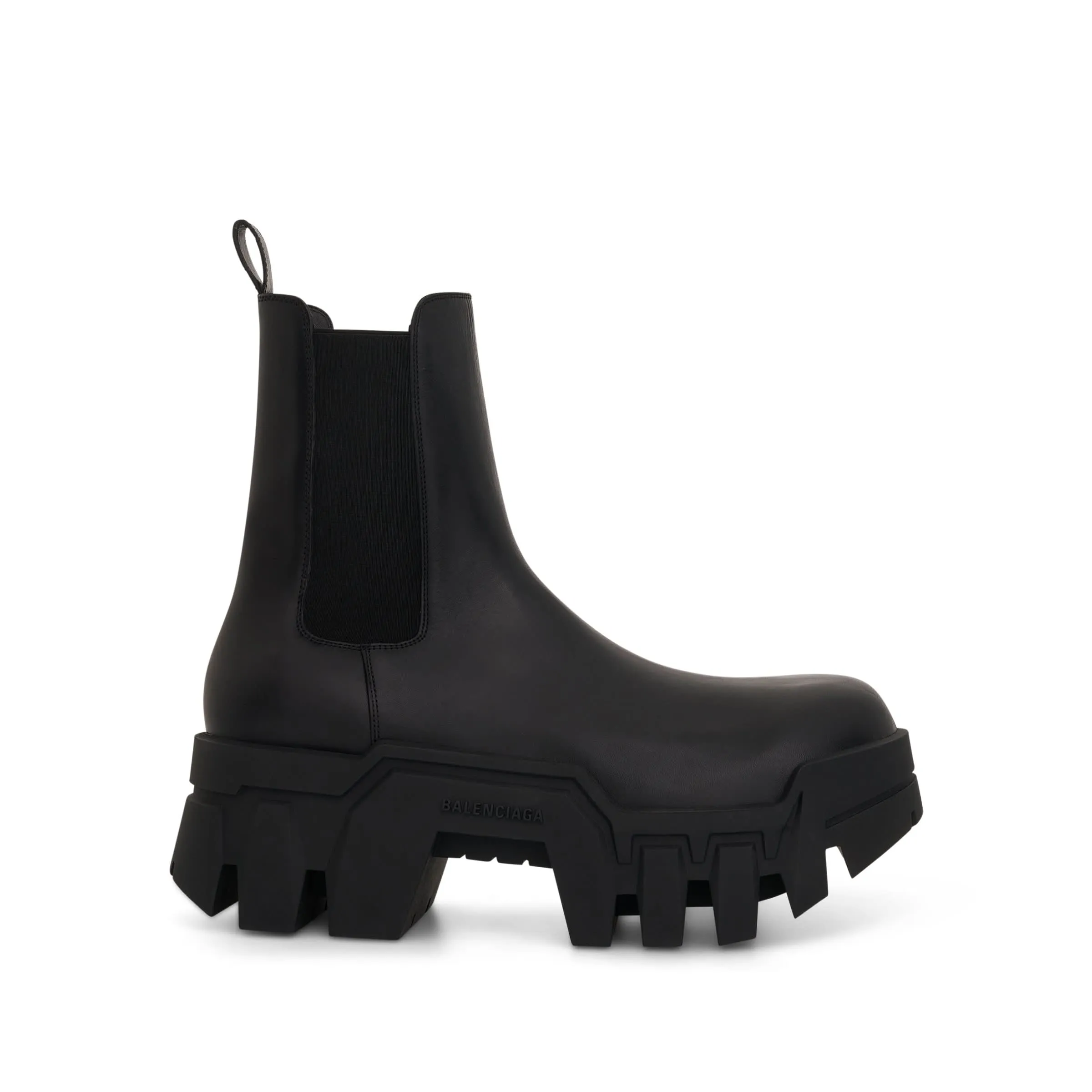 Platform Knee Boots Bulldozer Chelsea Boot in Black