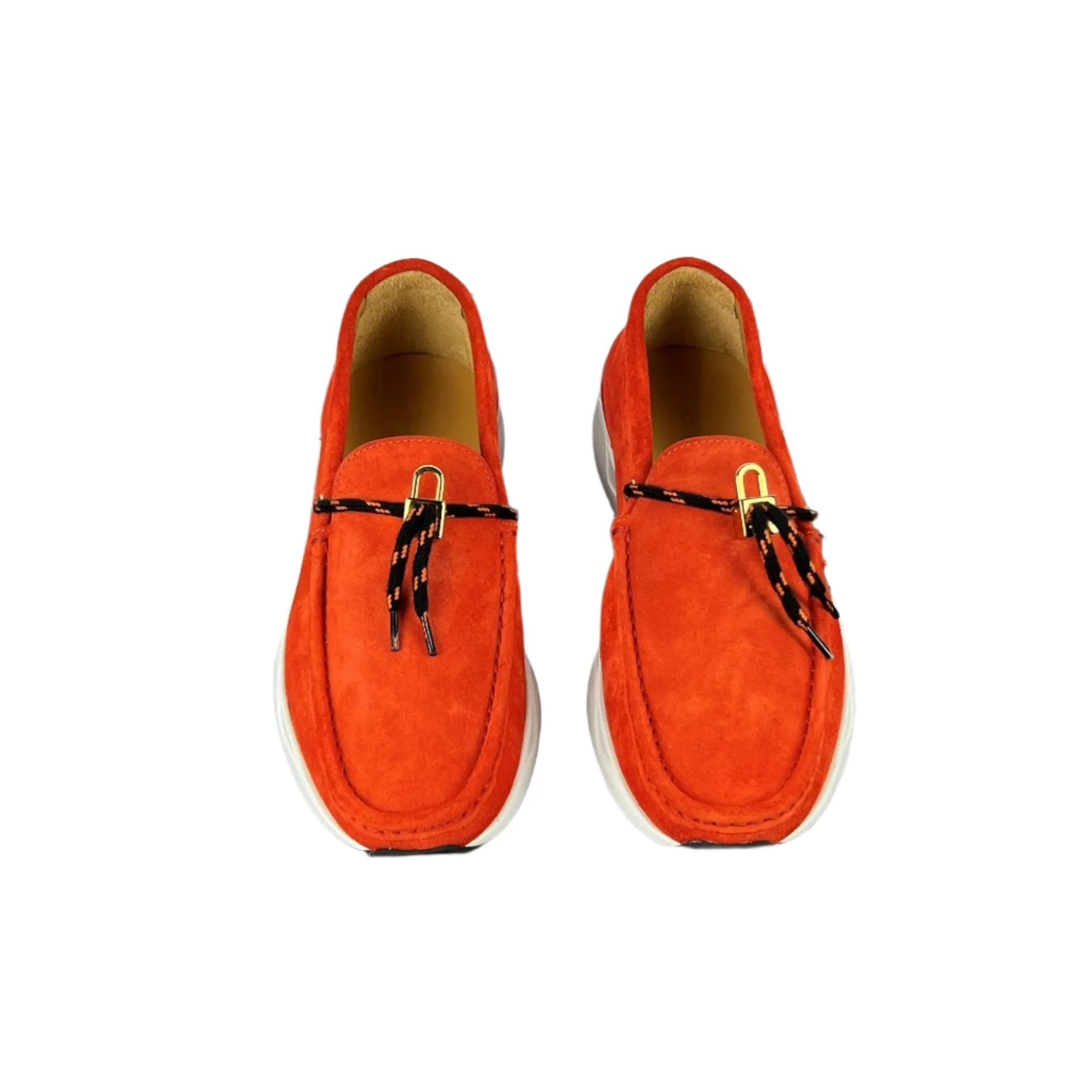 Loafers Good For Walking Buscemi Men's Mare Orange Leather Loafers SAMPLE