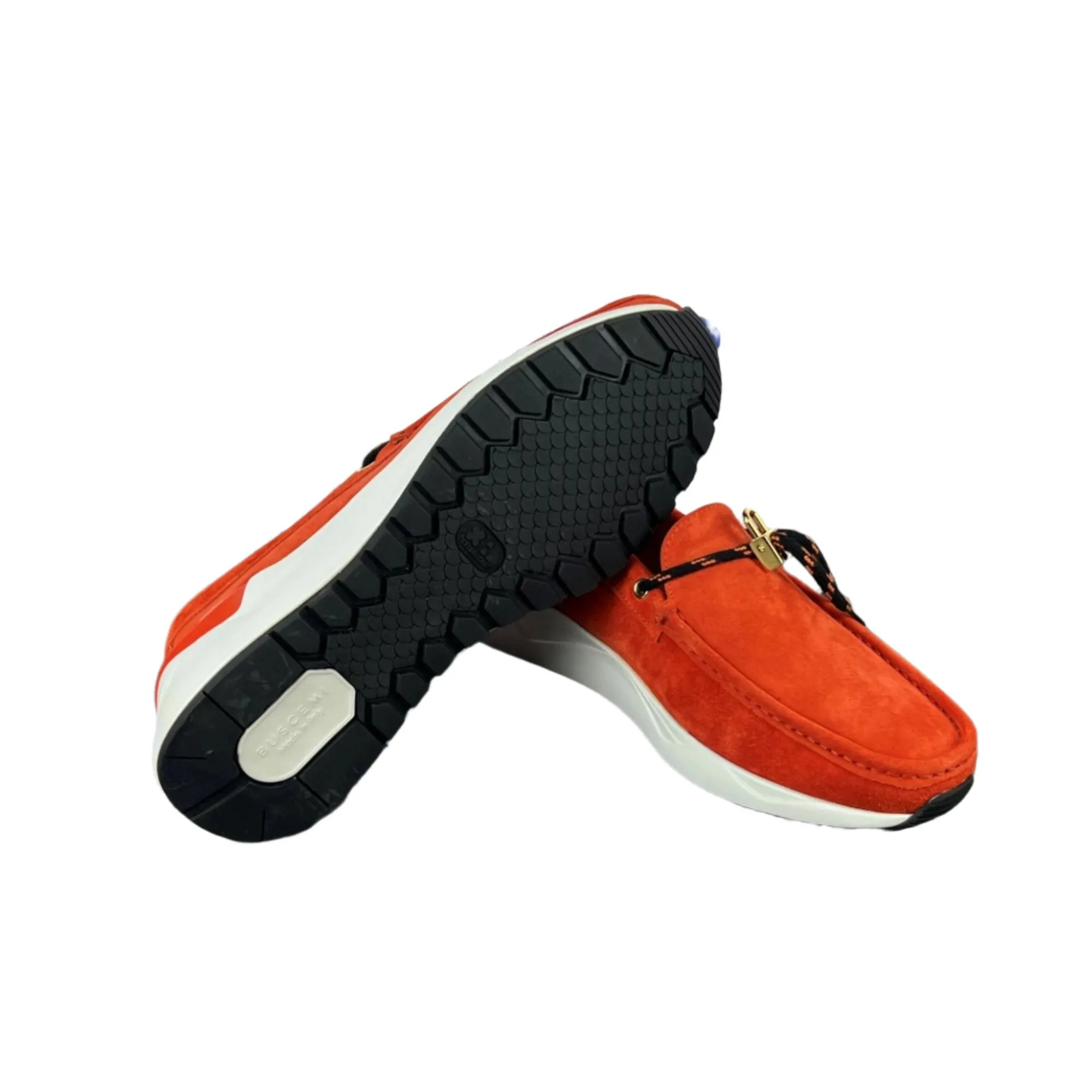 Buscemi Men's Mare Orange Leather Loafers SAMPLE Studded Loafers