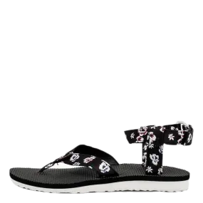 Original Sandal Floral Satin Patterned/Black Milk And Cookies Slippers