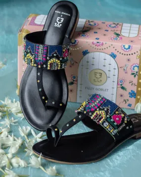 Satin Shoes Flats Campa : Kolha Flats - Payal Singhal X Fizzy Goblet