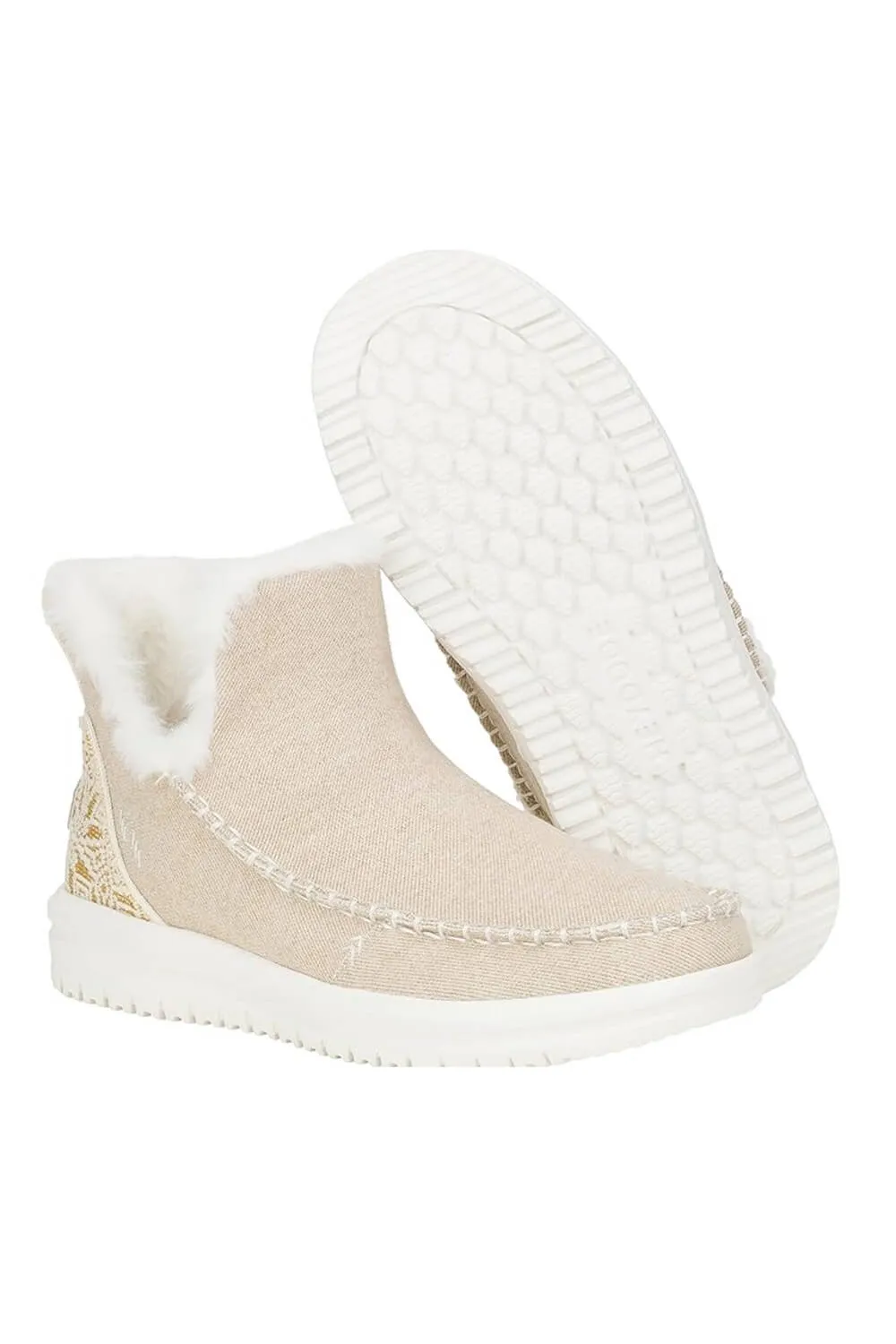 HEYDUDE Womens Camden Brushed Cozy Booties in Sand | 42030-202 Asics Nimbus 25 Running Shoes