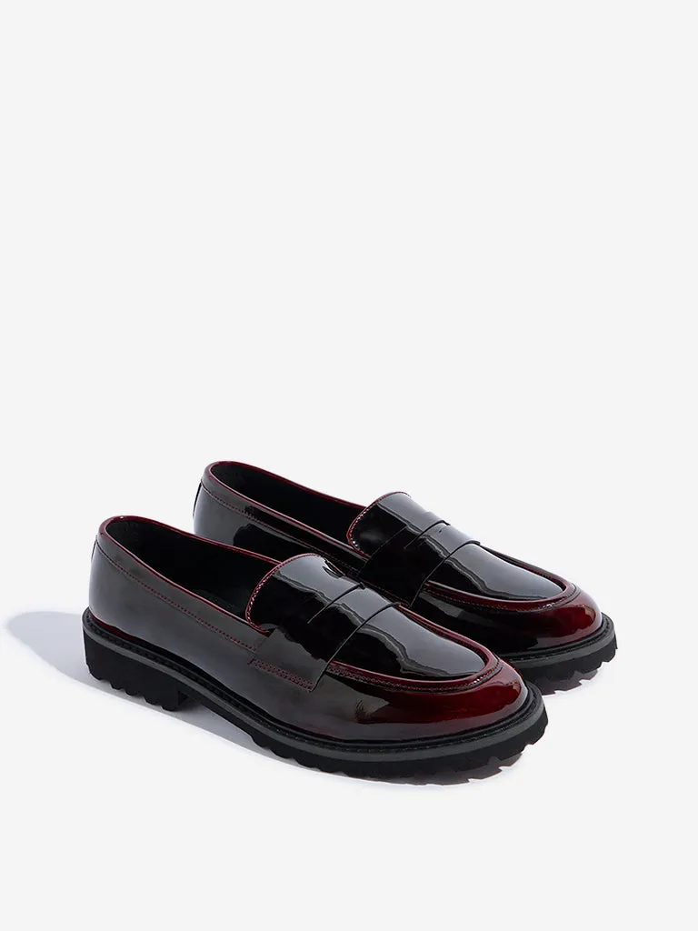 LUNA BLU Burgundy Glossy Loafers Cowboy Boot Loafers