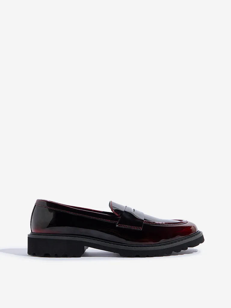 Loro Piana Summer Walk Loafers LUNA BLU Burgundy Glossy Loafers