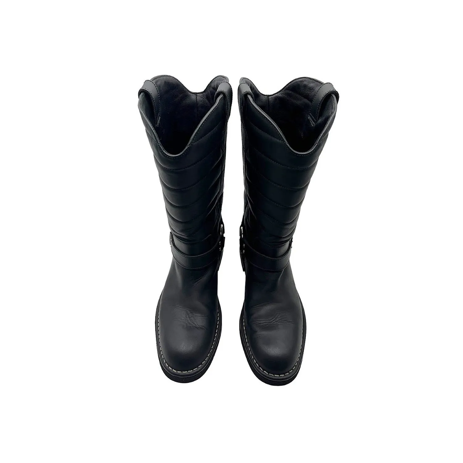 Adidas 1972 Shoes Chanel  Quilted Calfskin Star Biker Boots Sz 40