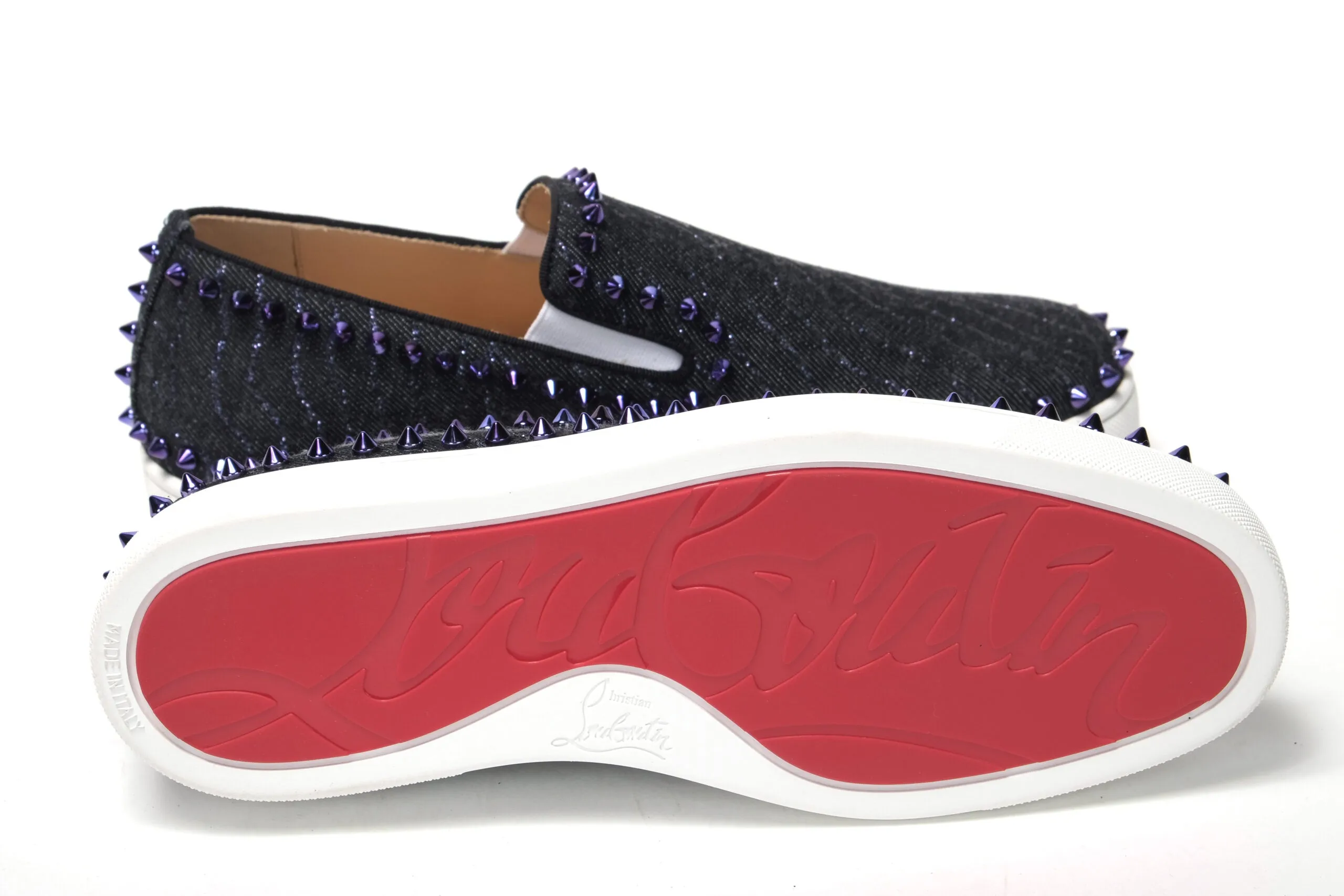 Christian Louboutin Navy/Electro Met Pik Boat Flat Shoes Shop Slingback Heeled Loafers