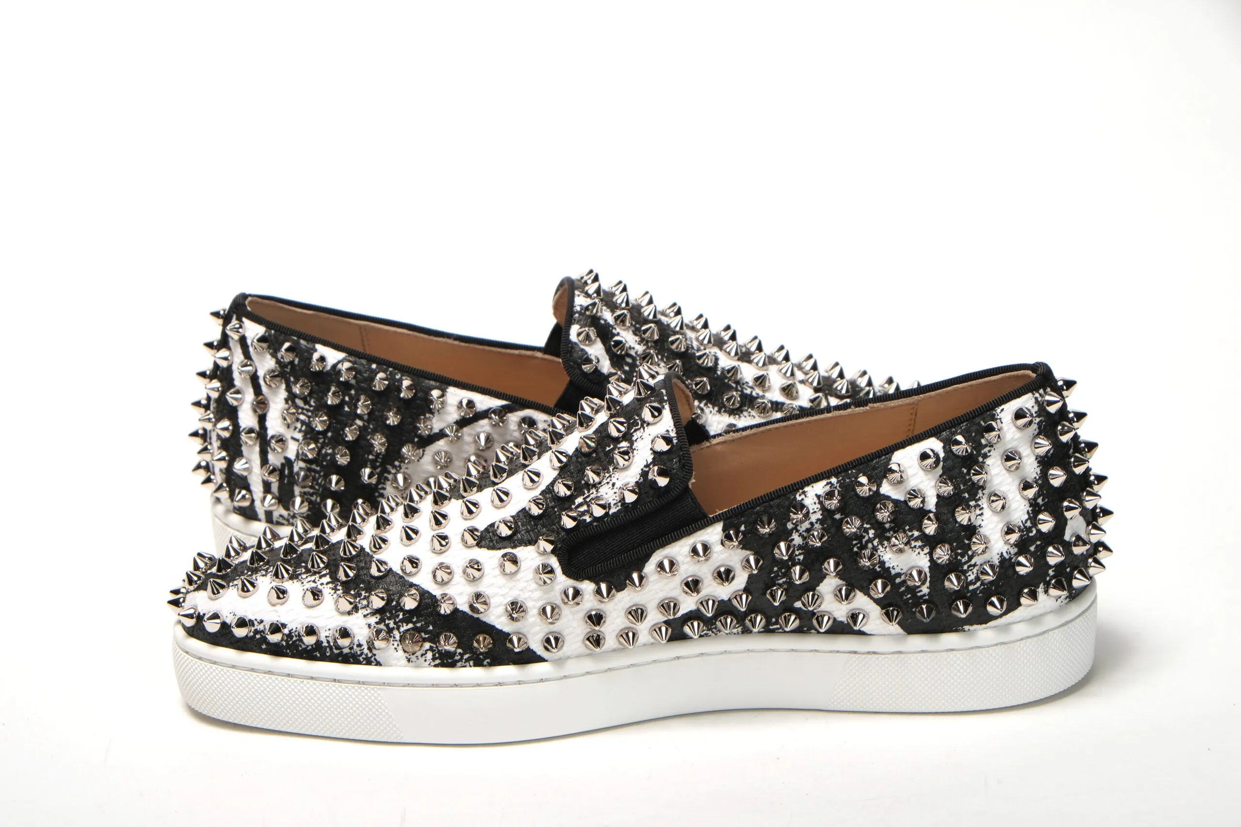 No Show Socks For Loafers Christian Louboutin White Black Sv Roller Boat Flat Shoes