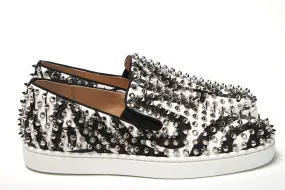 Christian Louboutin White Black Sv Roller Boat Flat Shoes Comfortable Chunky Loafers